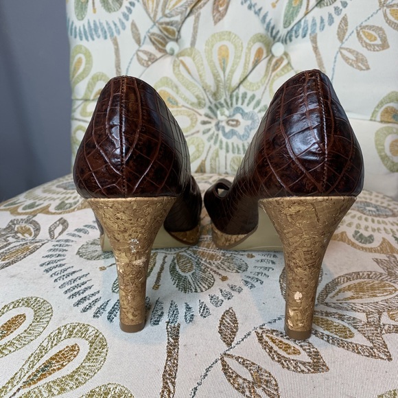 FIONI Open Toe Faux Leather Heels Pumps Shoes 9W - Picture 3 of 4